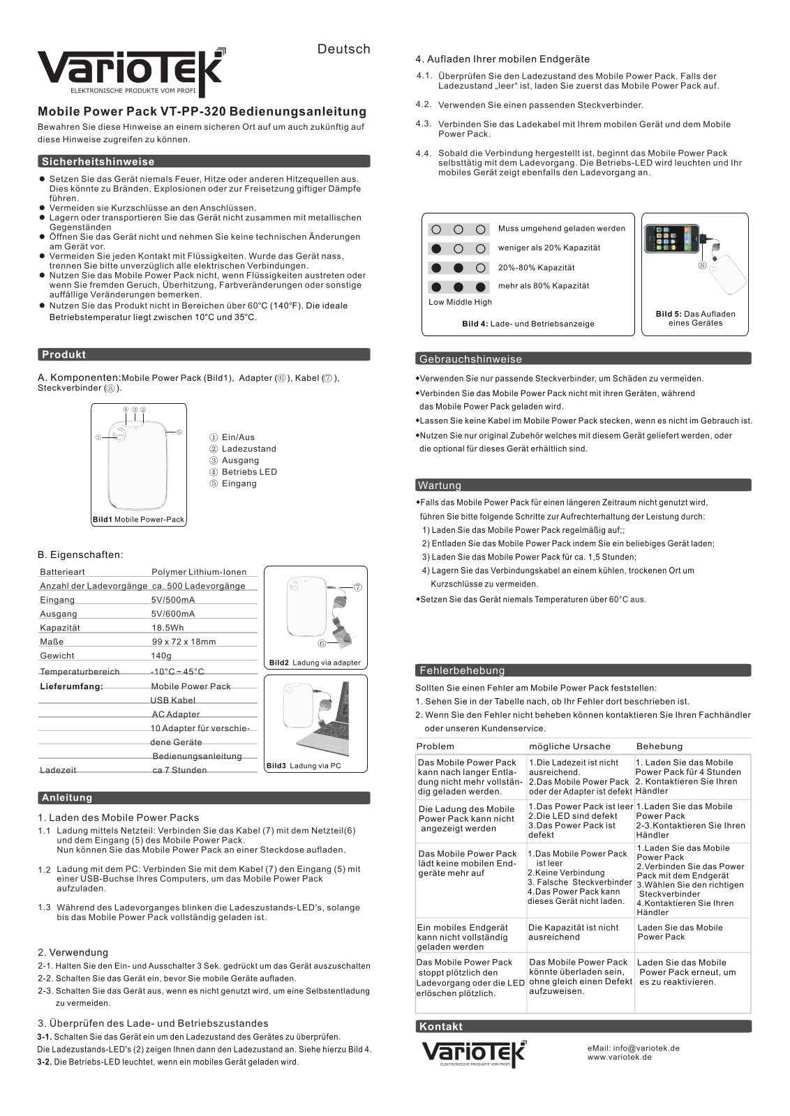 VarioTek VT-PP-320 User manual