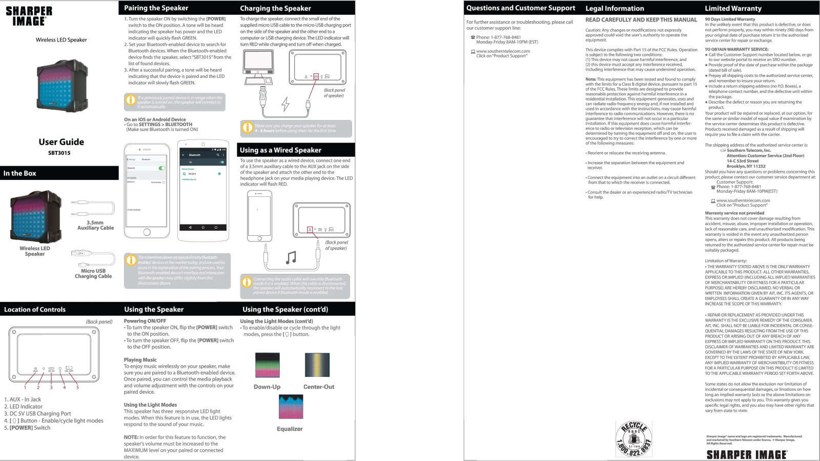 Sharper image SBT3015 User Manual