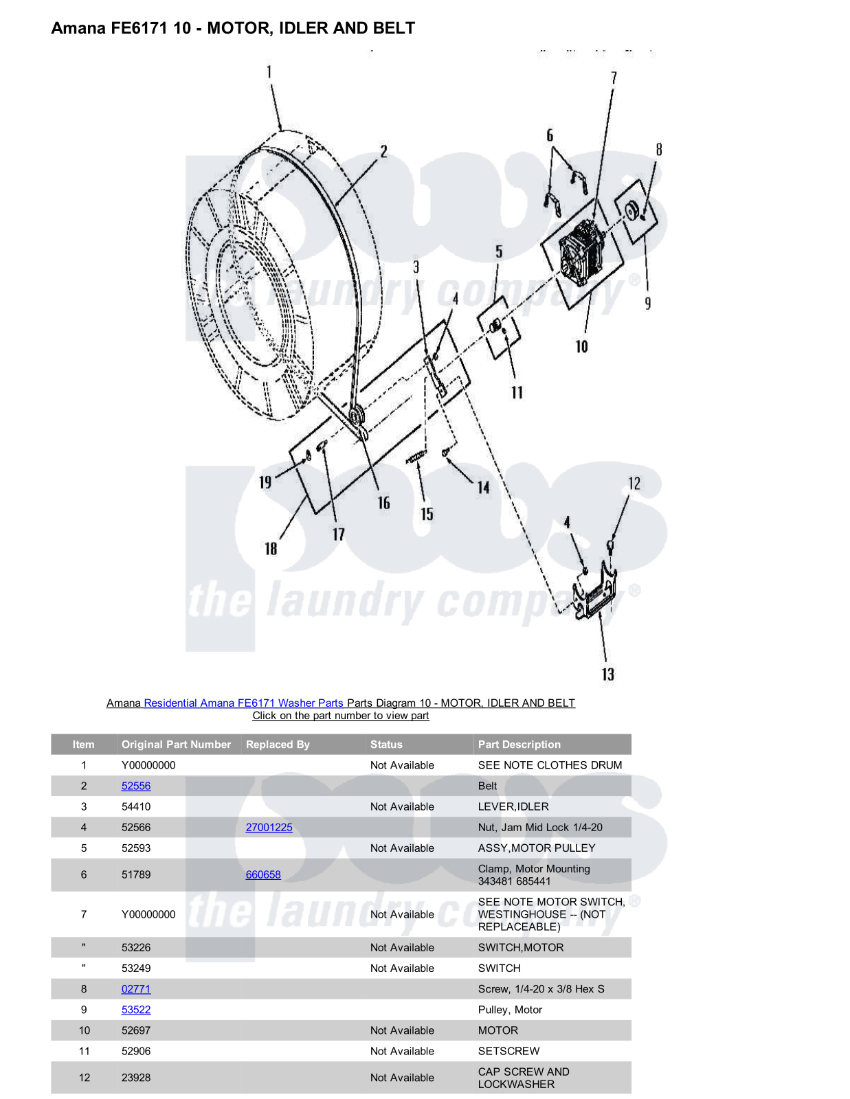 Amana FE6171 Parts Diagram