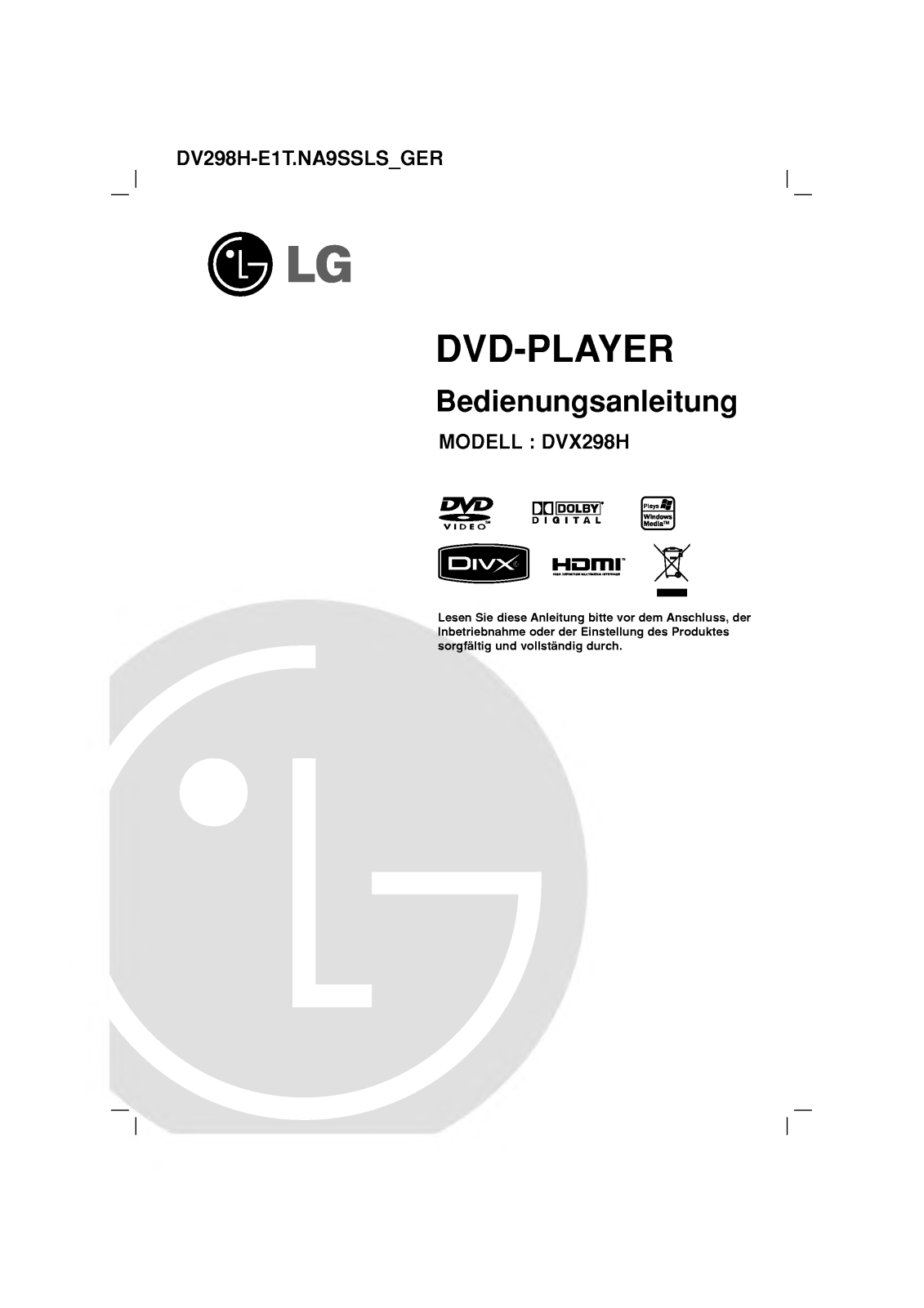 Lg DVX298H User Manual