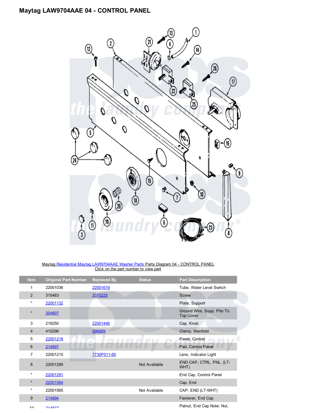 Maytag LAW9704AAE Parts Diagram