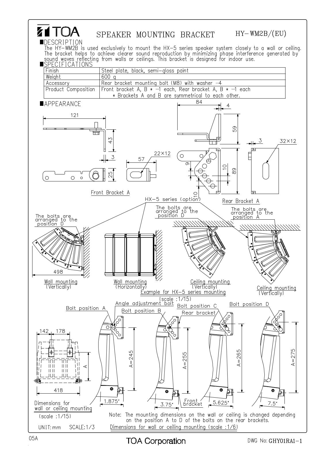 TOA HY-WM2WP, HY-WM2B User Manual