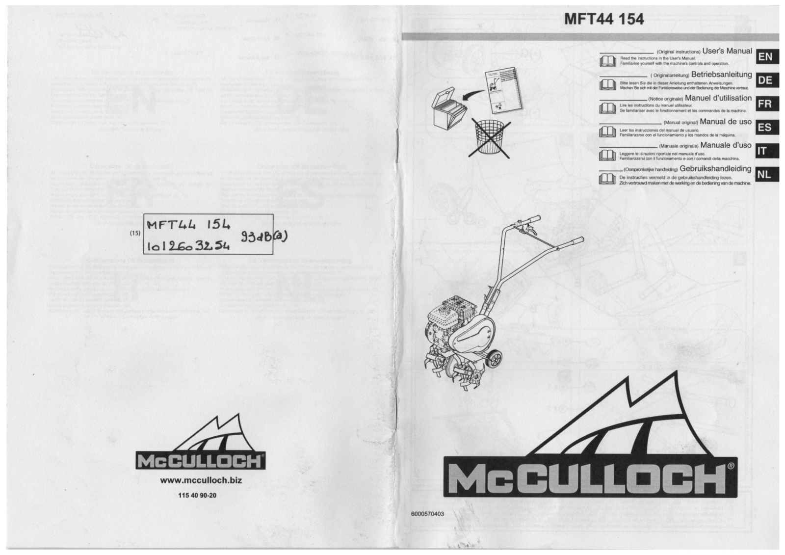 MCCULLOCH MFT44 154 User Manual