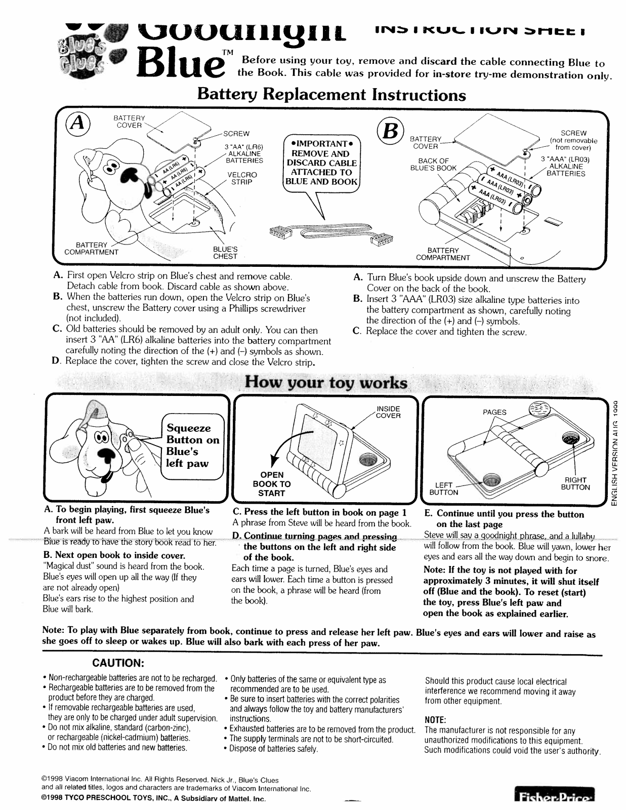 Fisher-Price 39731 Instruction Sheet