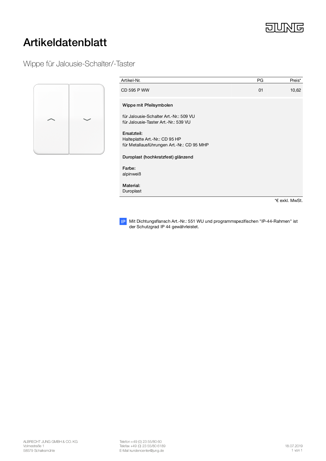 Jung CD 595 P WW User Manual