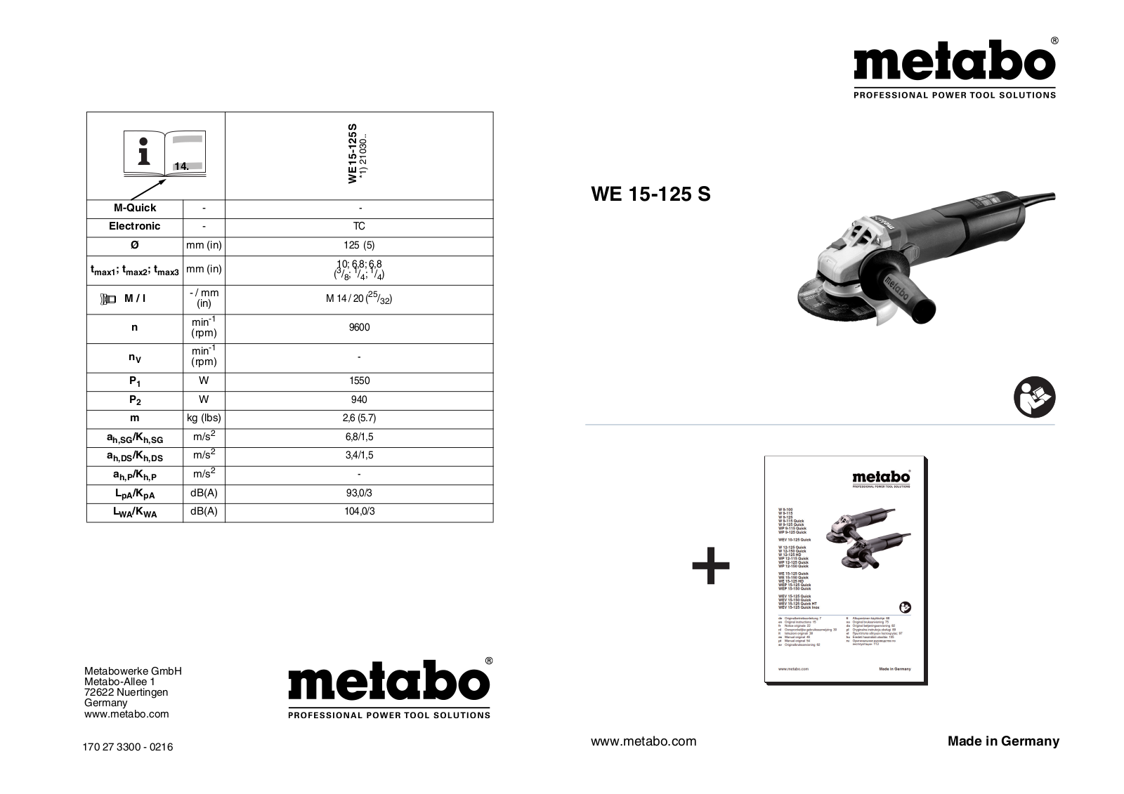 Metabo WE 15-125 S User guide - ManualMachine.com