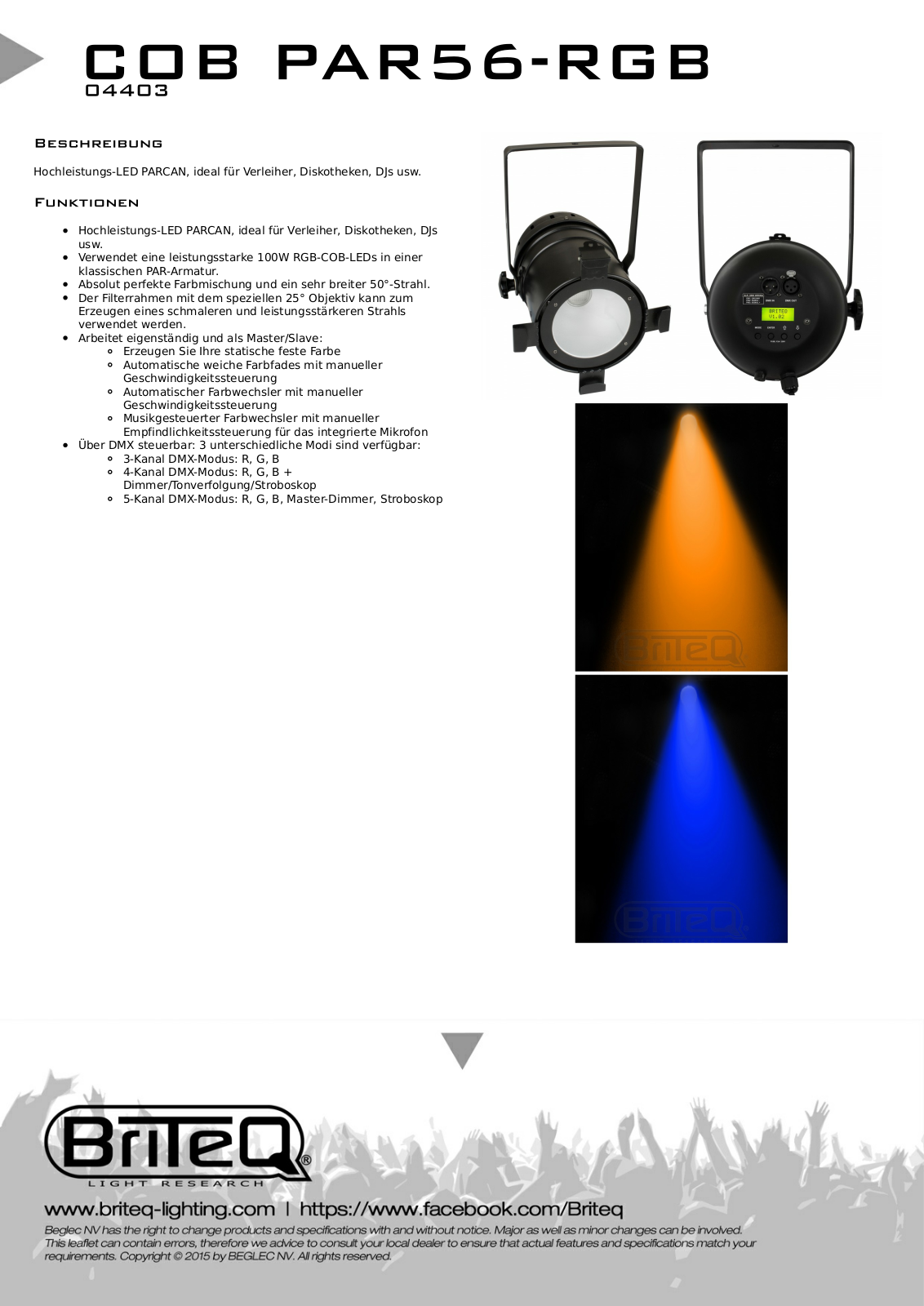 Briteq COB PAR56-RGB User Manual