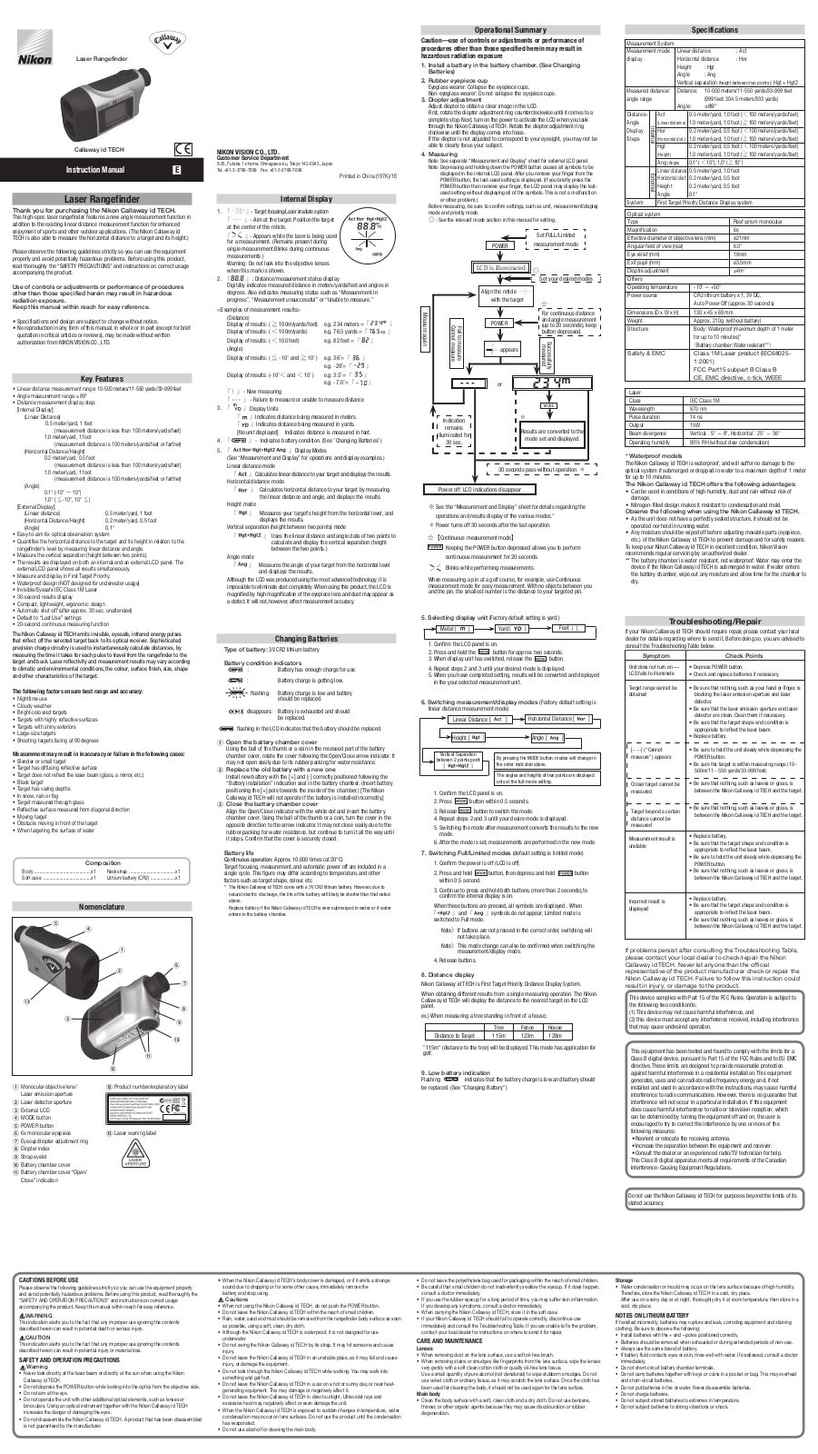 Nikon Callaway ID Tech User Manual