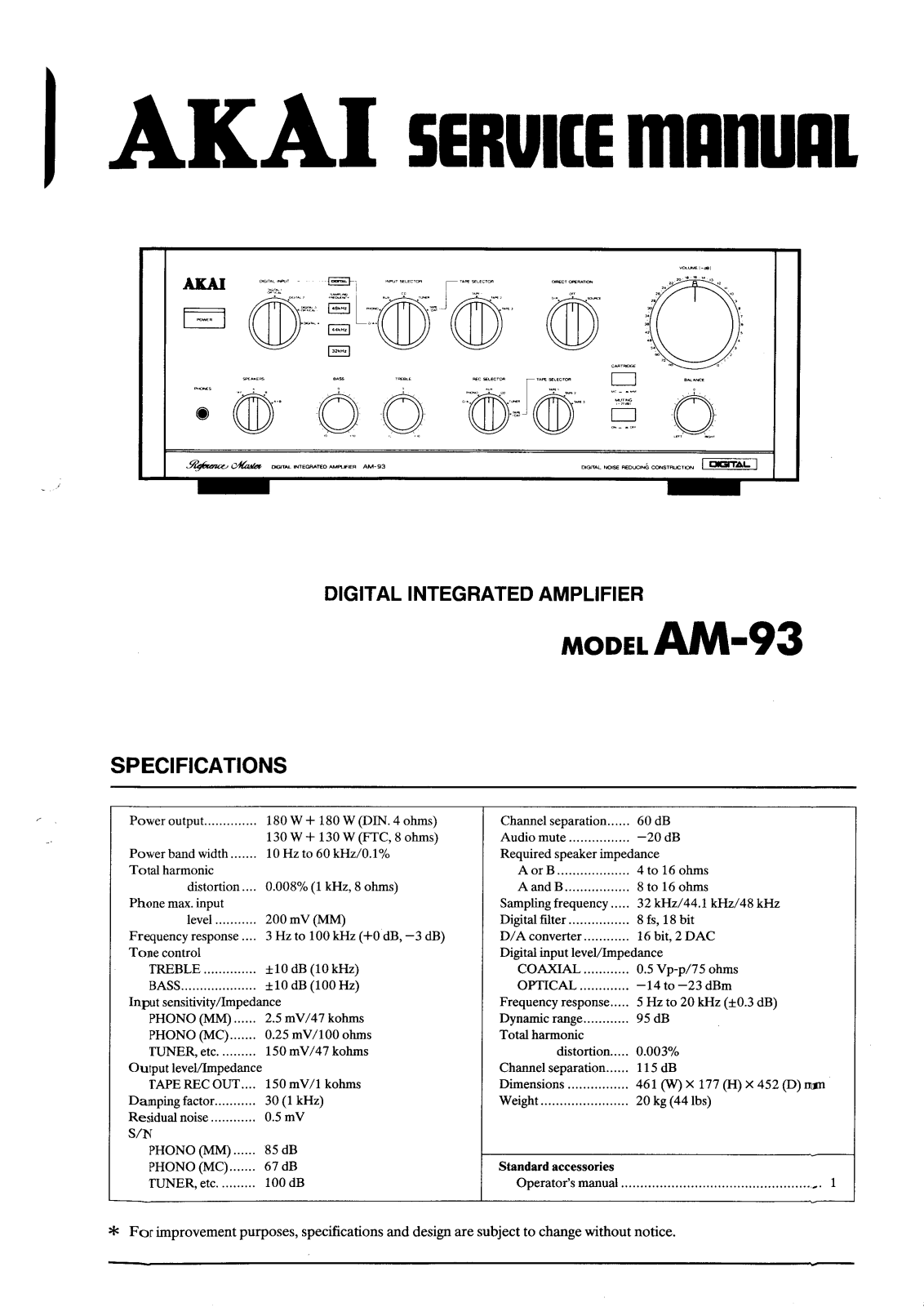 Akai AM-93 Service manual