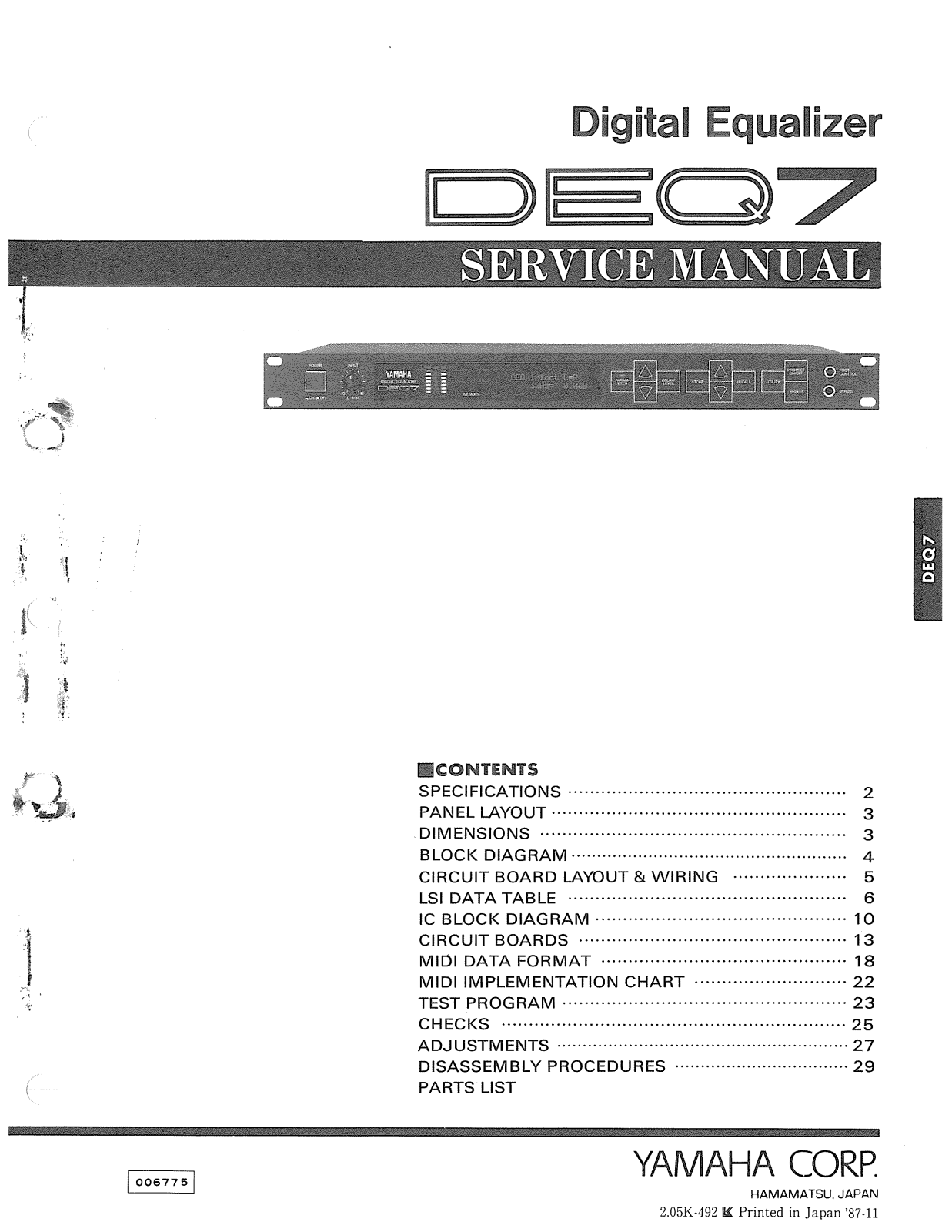 Yamaha DEQ-7 Service Manual