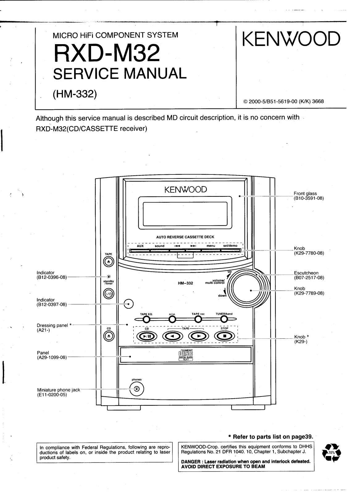 Kenwood RXD M32 Service Manual
