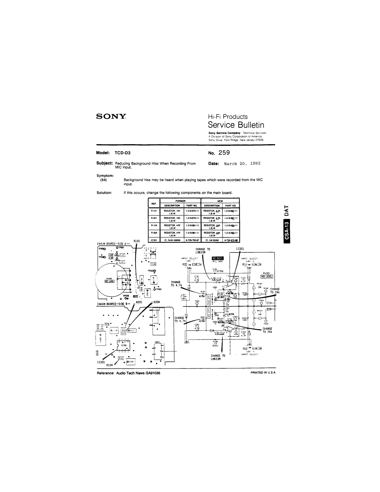 Sony TCDD3 Service Manual