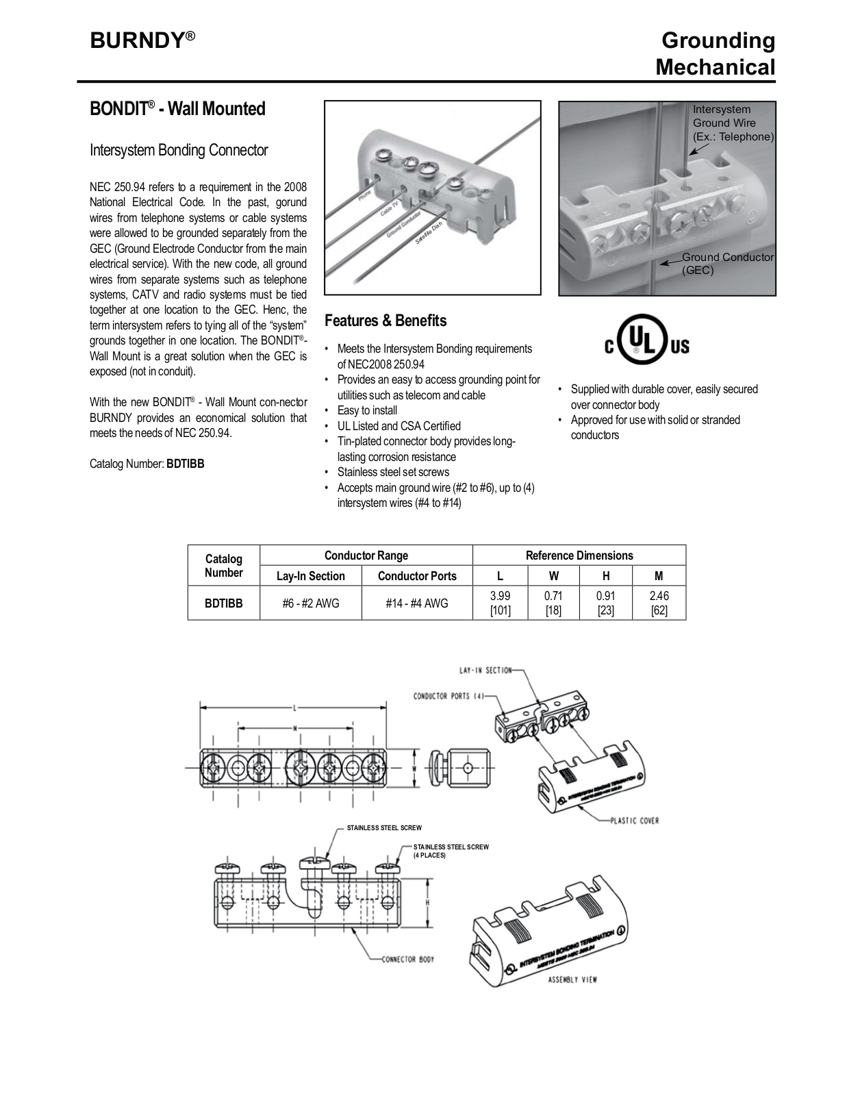 Burndy BDTIBB Catalog Page