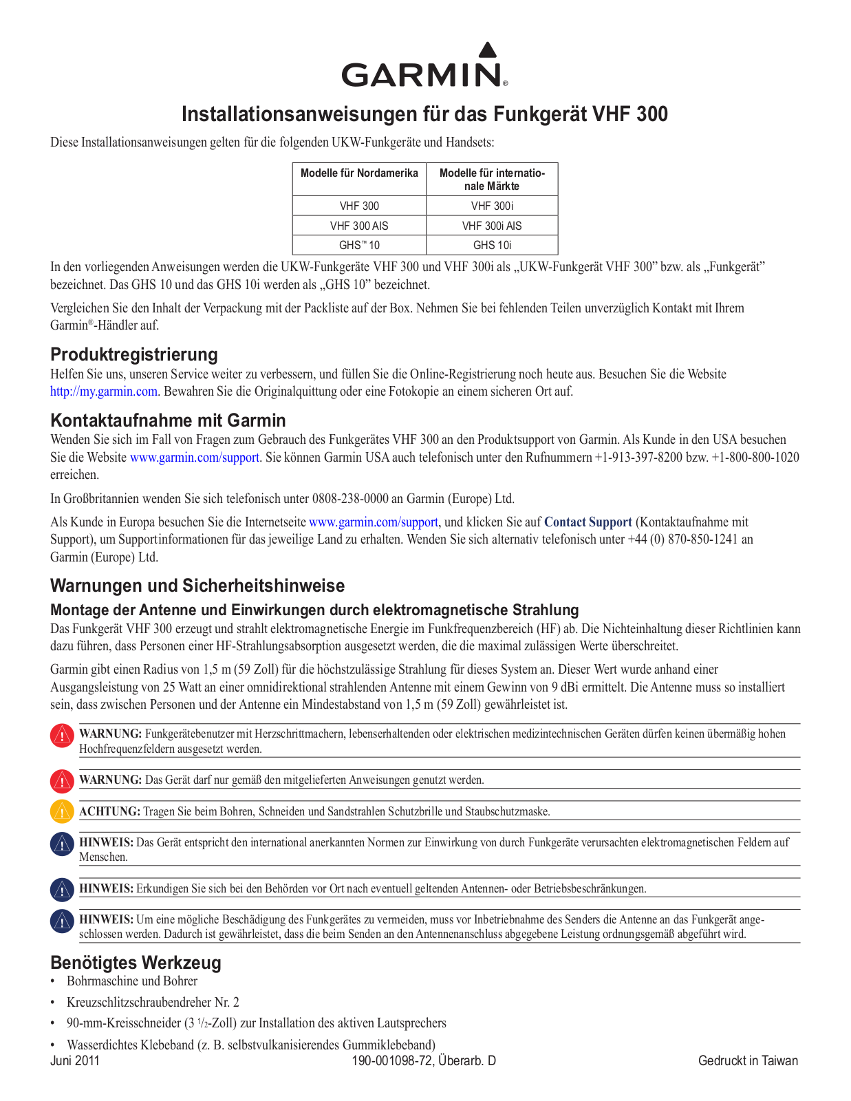 Garmin VHF 300, VHF 300i AIS Installation manual