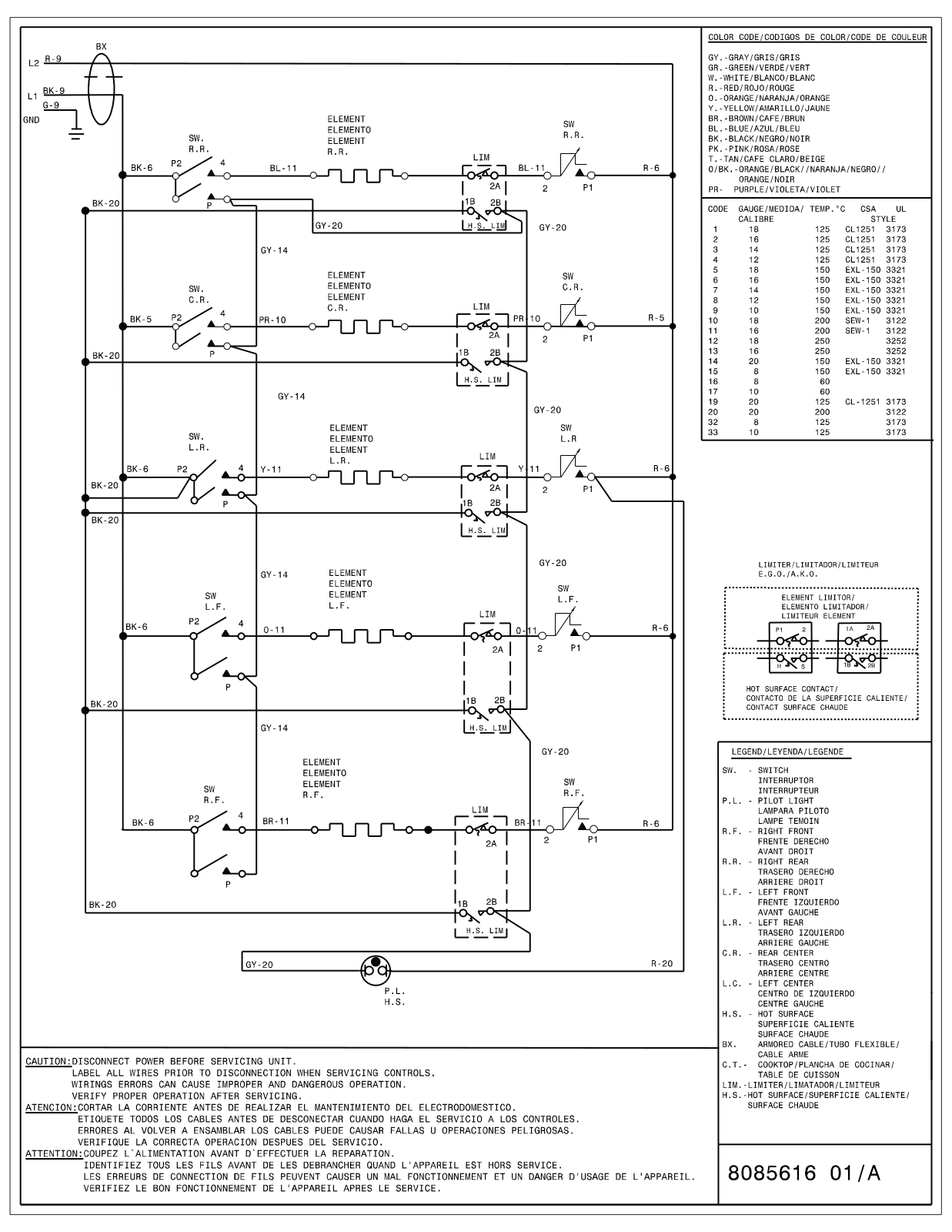 Frigidaire FFEC3624PB, FFEC3624PS, FFEC3624PW Wiring diagram