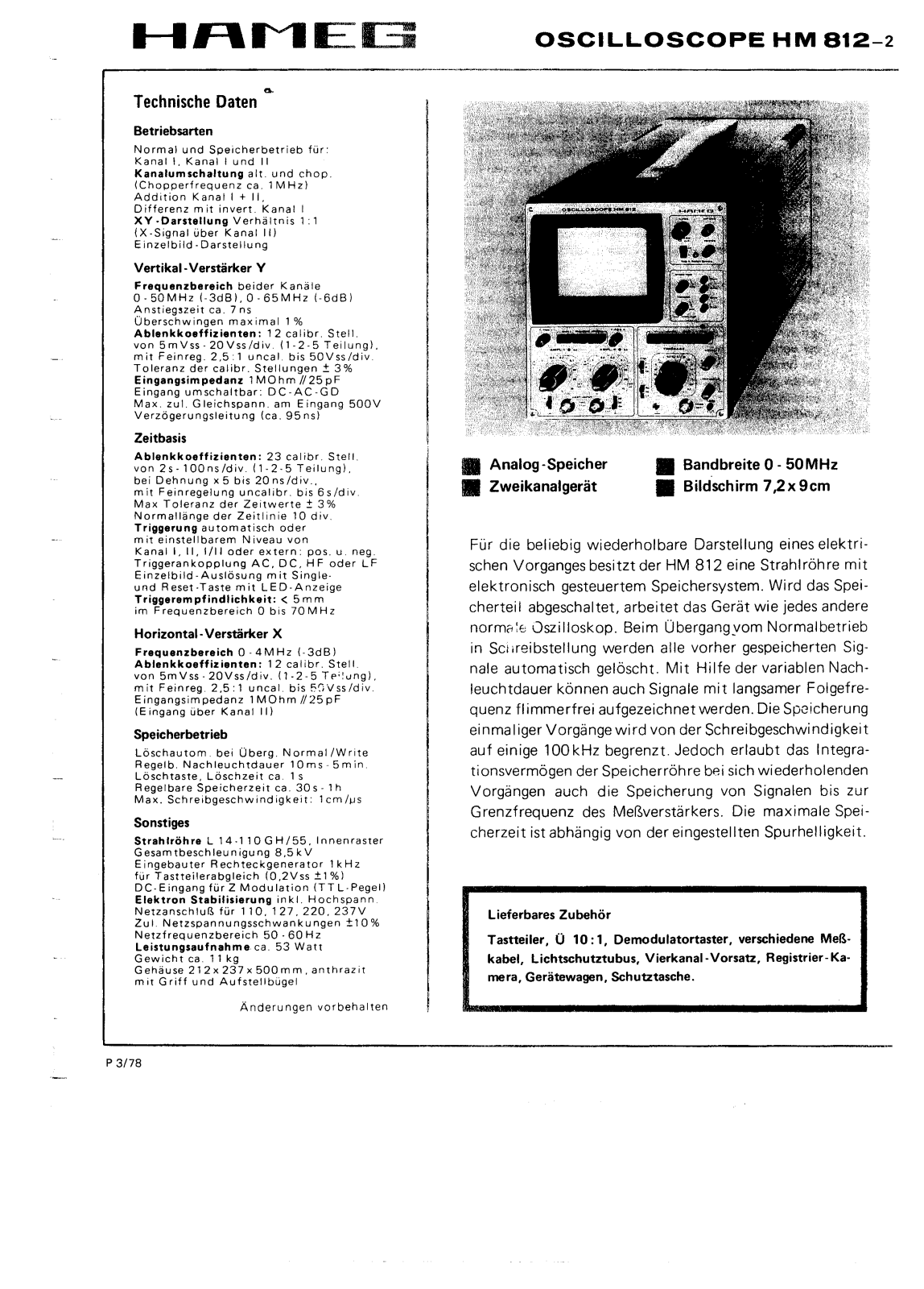 Hameg HM812, HM812-20001 User Manual