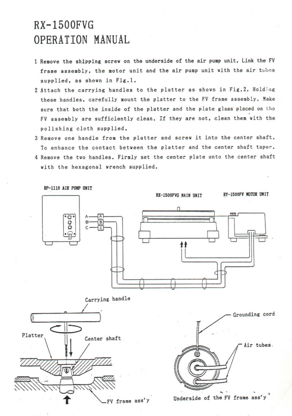 Micro Seiki RX-1500-FVG Owners manual