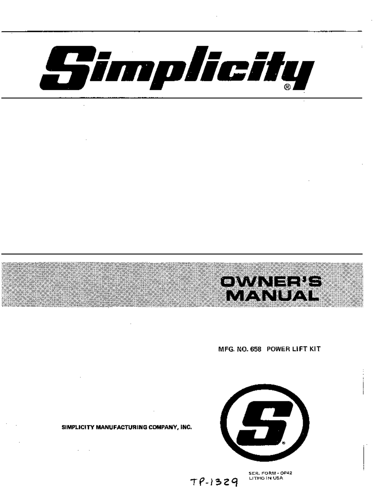 Simplicity 658 User Manual