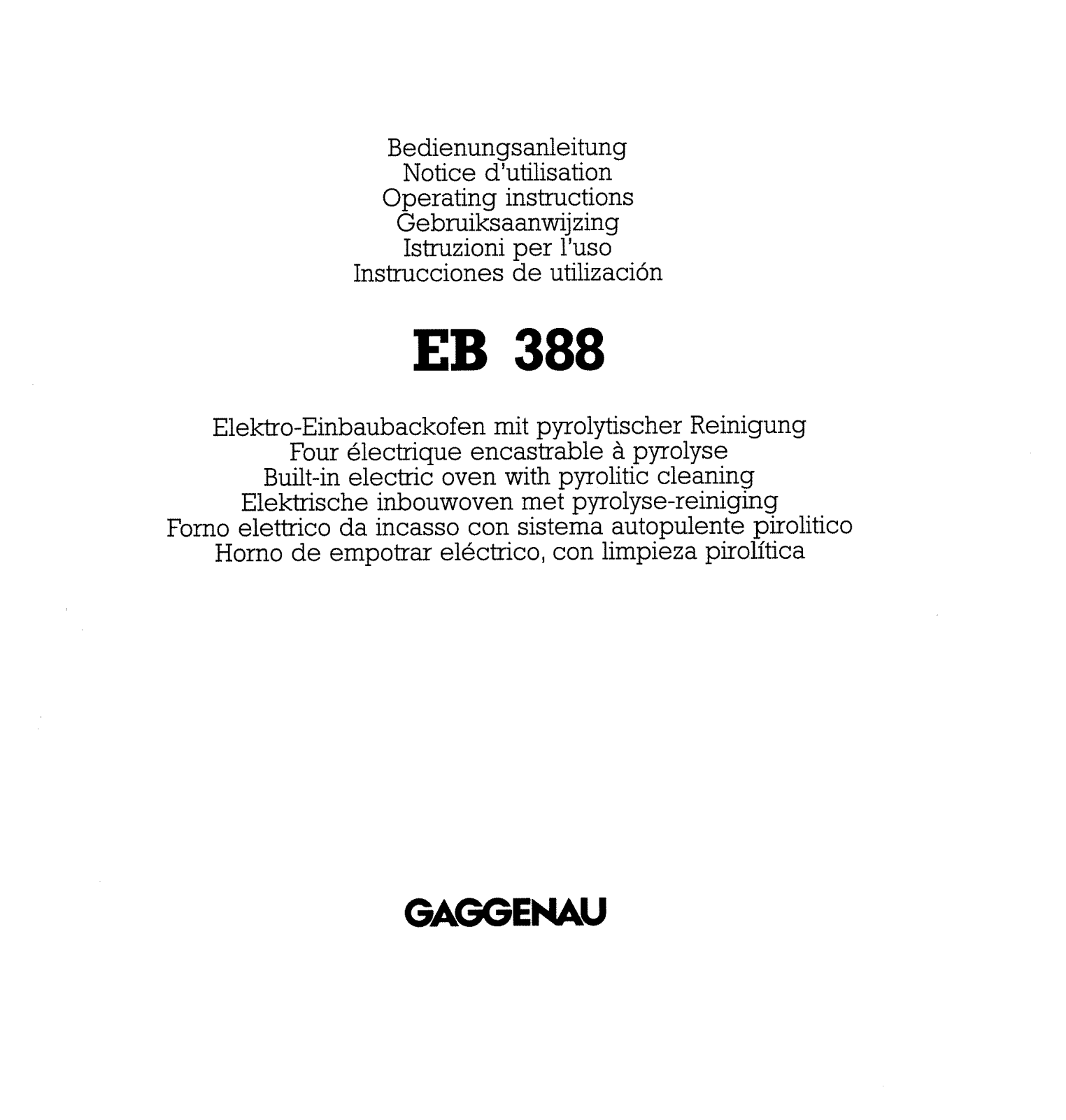 GAGGENAU EB 388 User Manual