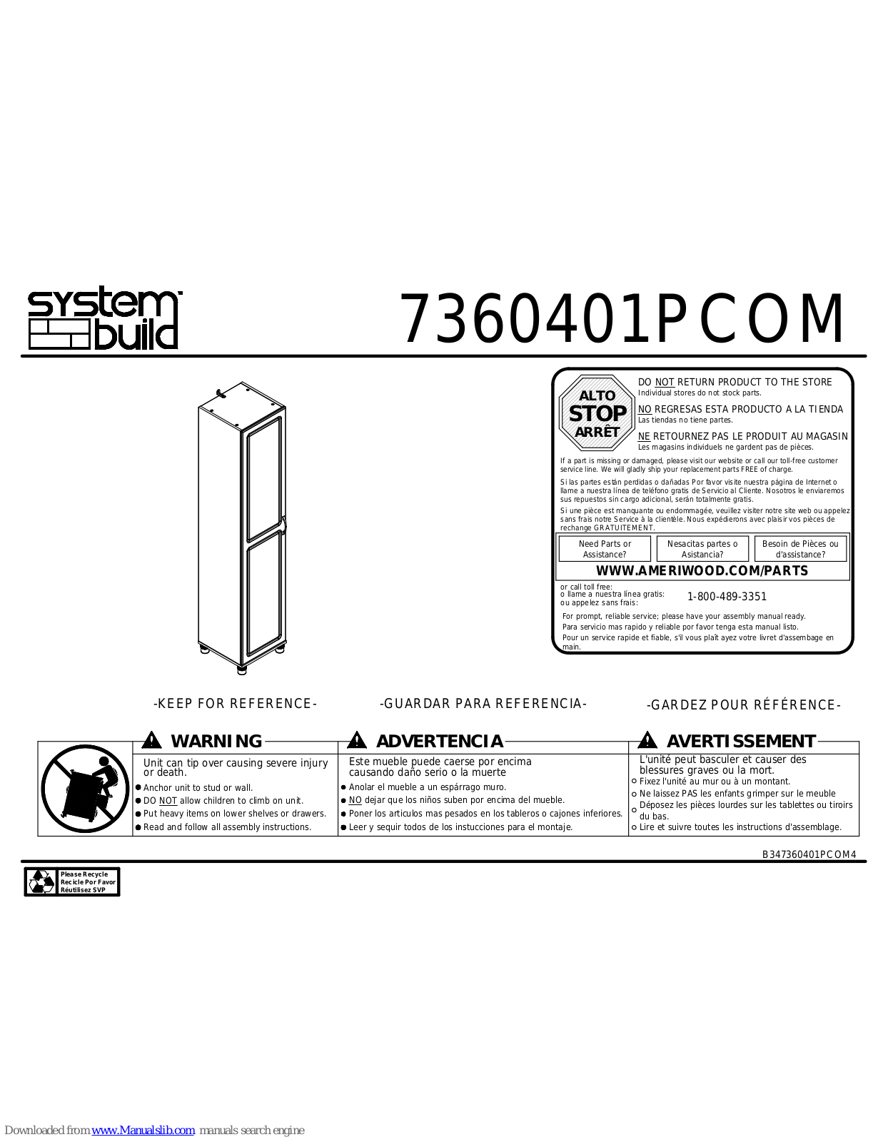 SystemBuild 7360401PCOM Assembly Instructions Manual