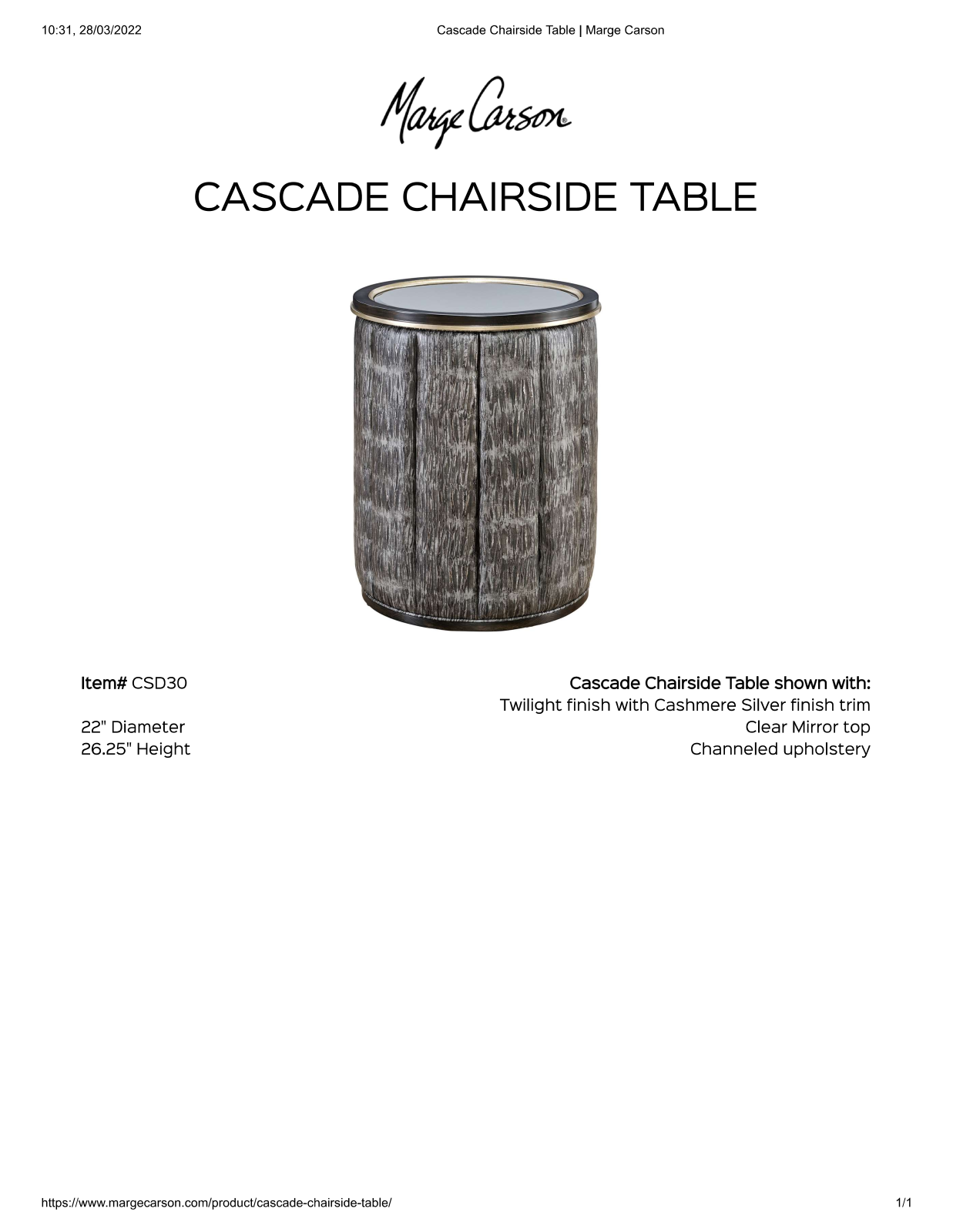 Marge Carson CNMC1276 Specifications - ManualMachine.com