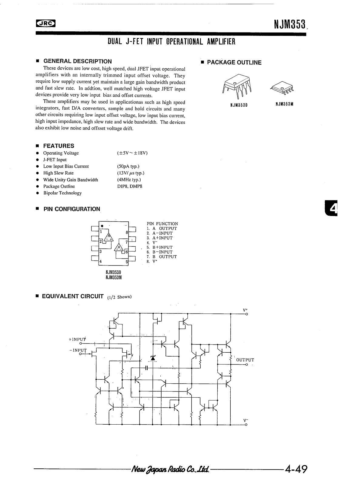 JRC NJM353D, NJM353M Datasheet