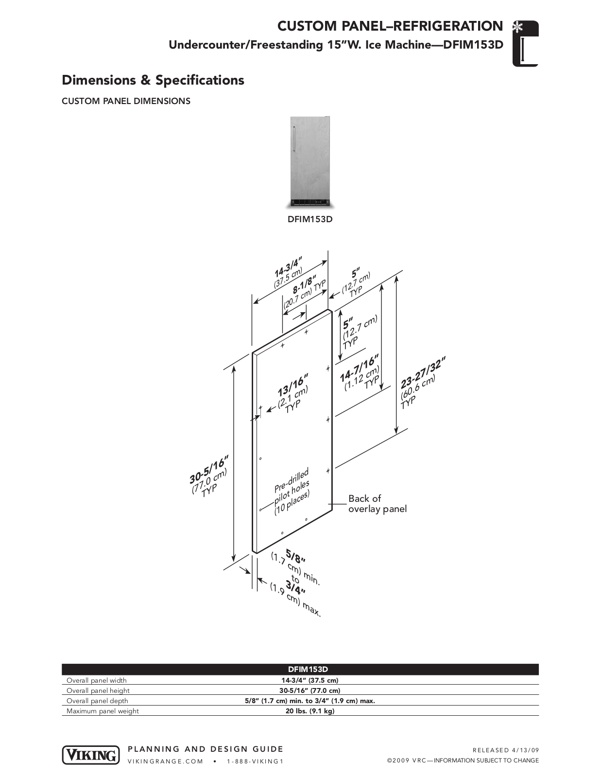 Viking DFIM153D User Manual