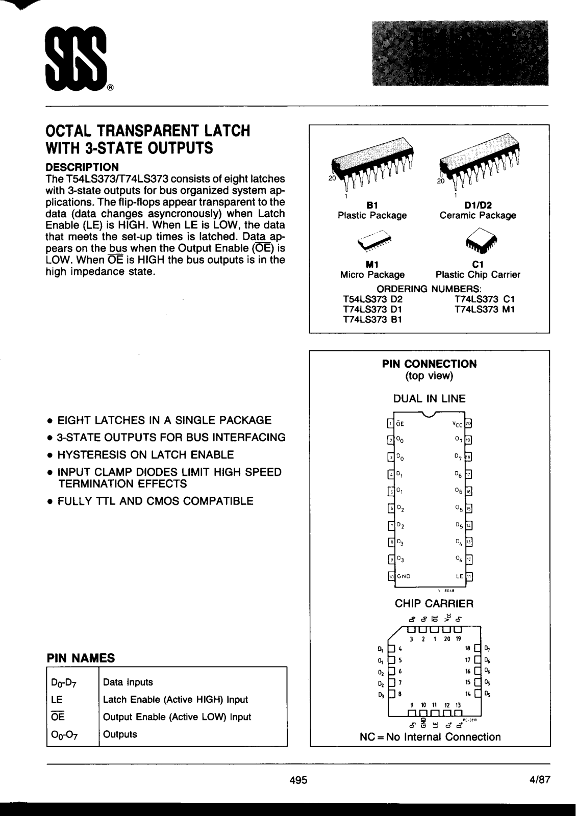 Datasheet T74LS373B1 Specification - ManualMachine.com