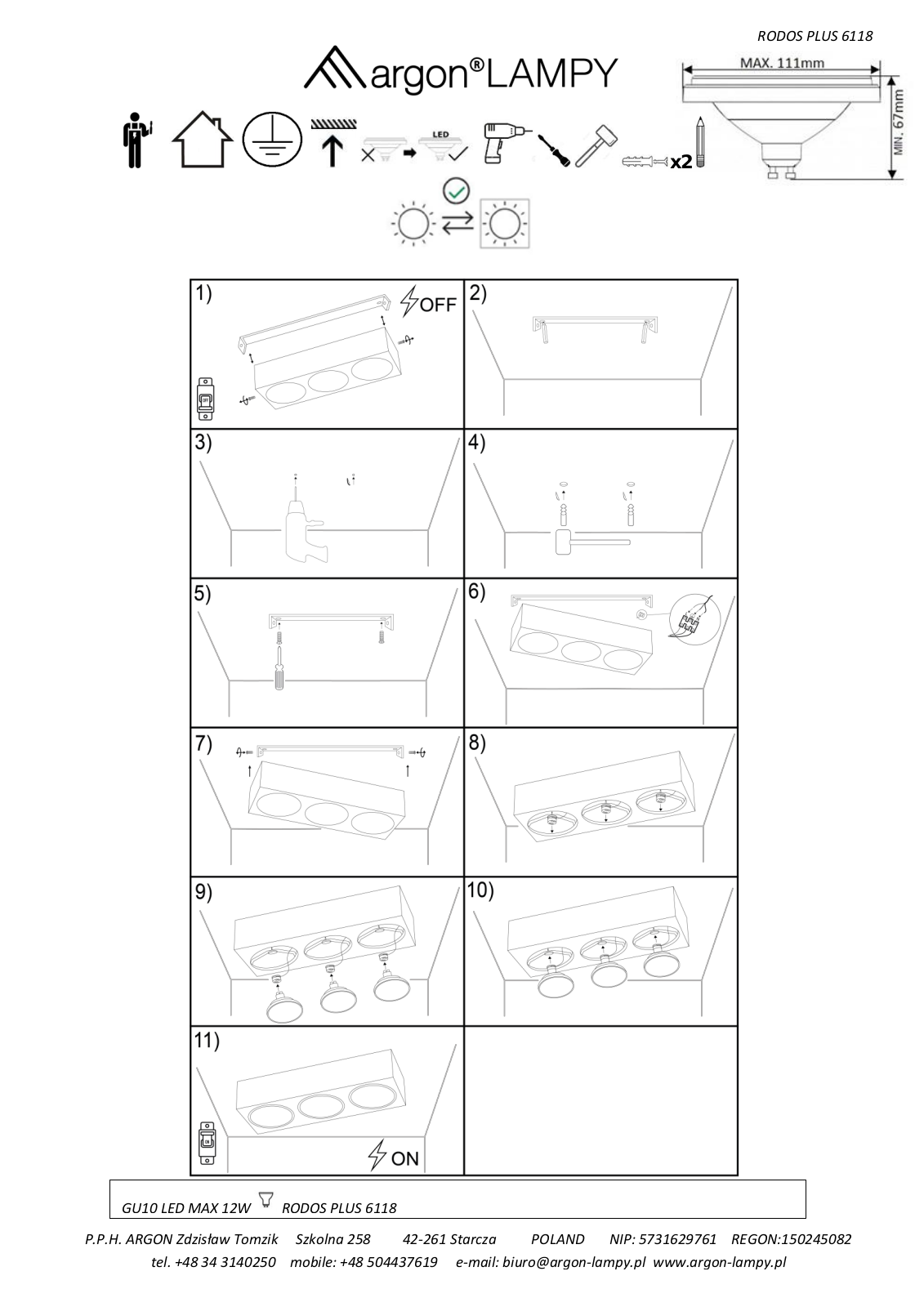 Argon Rodos Plus 6118 Installation/Assembly Instructions - ManualMachine.com
