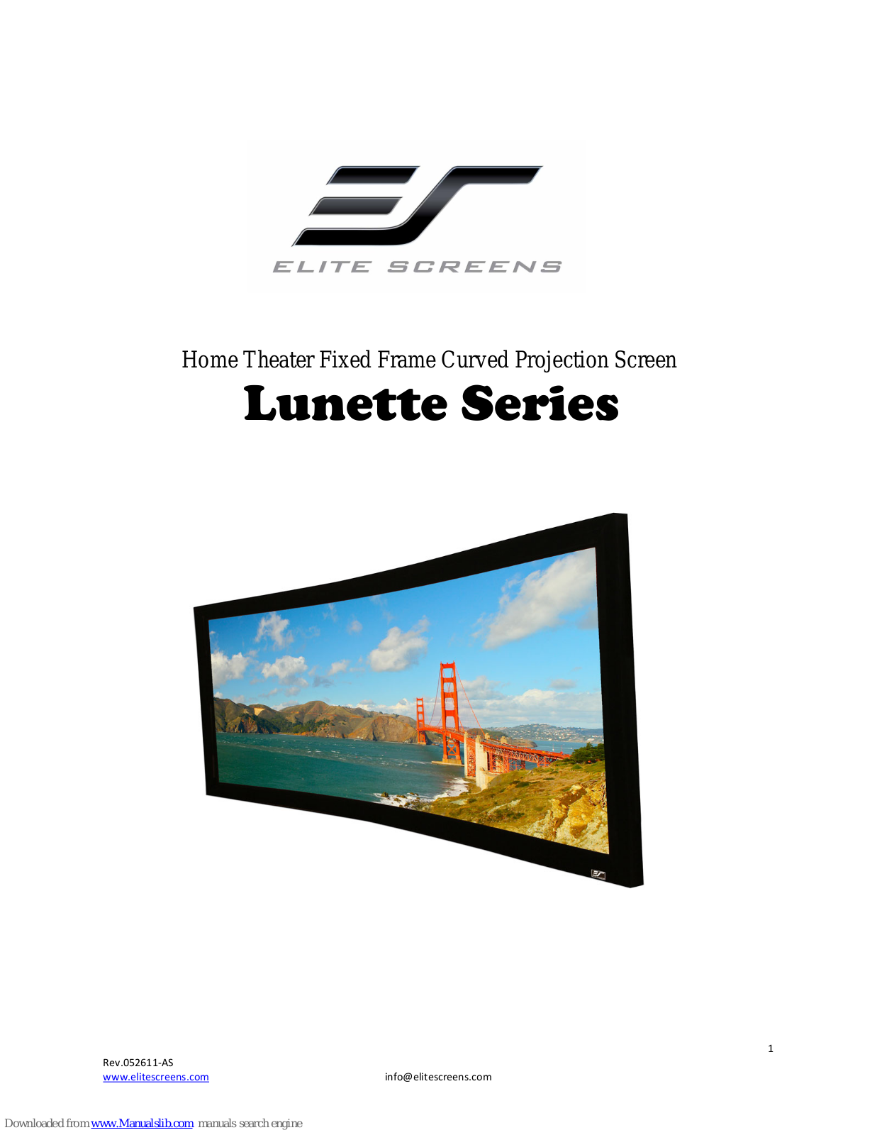 Elite Screens Lunette Series, Curve235-85W, Curve235-96W, Curve235-103W, Curve235-115W User Manual