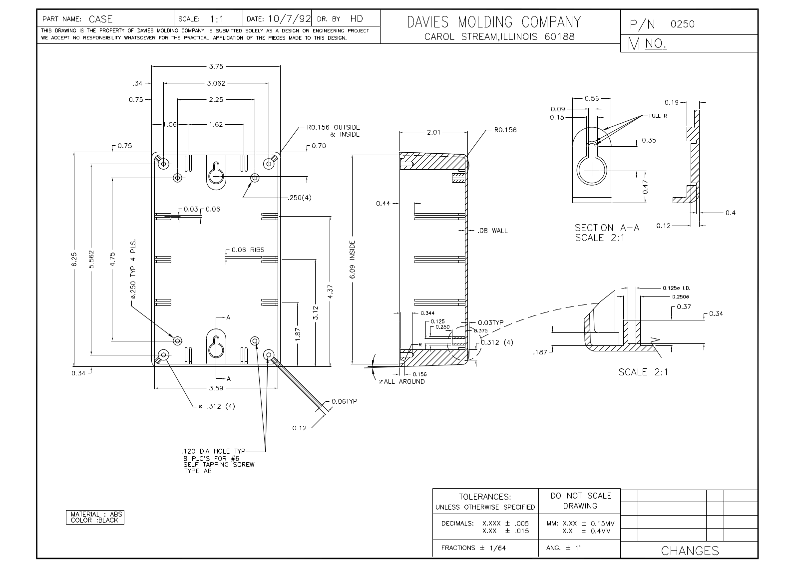 Davies Molding 0250 Reference Drawing