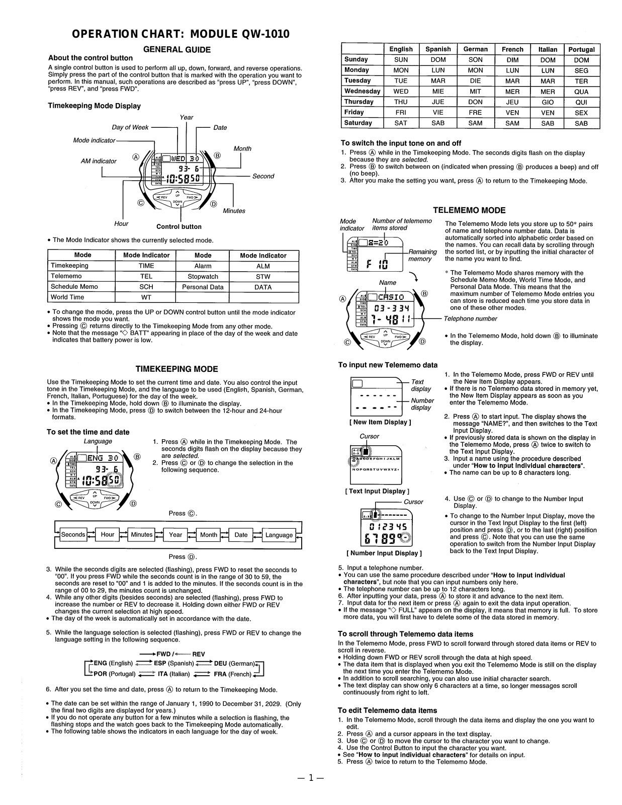 Casio 1010 Owner's Manual