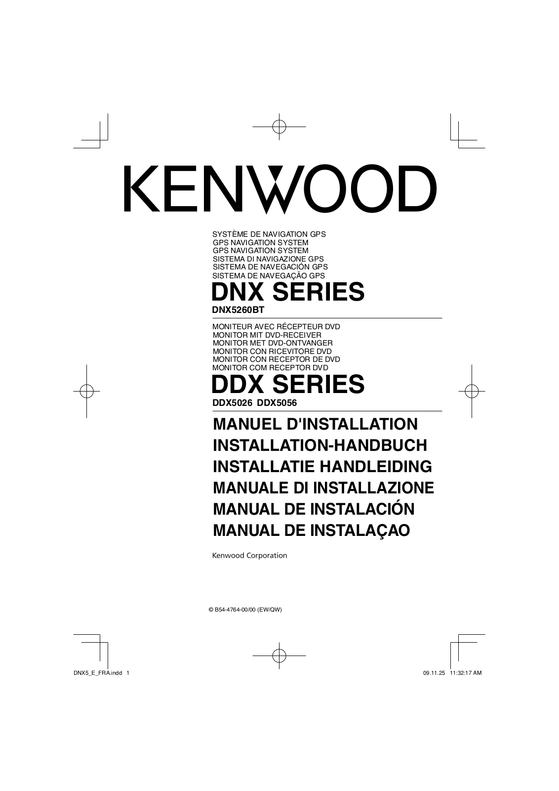 Kenwood DNX 5260 BT, DDX 5026 Installation Manual