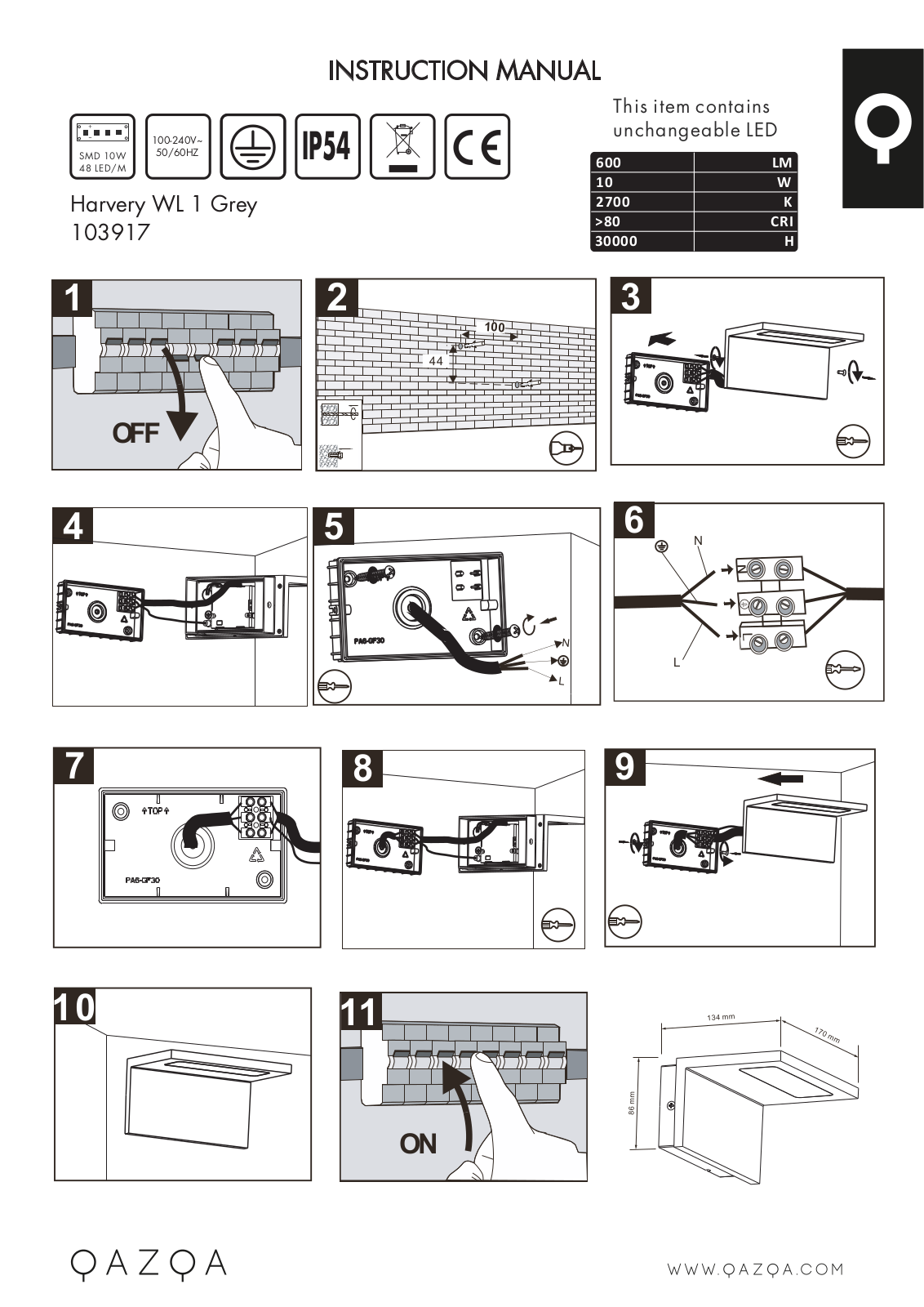 Qazqa Harvery WL 1 Instruction Manual