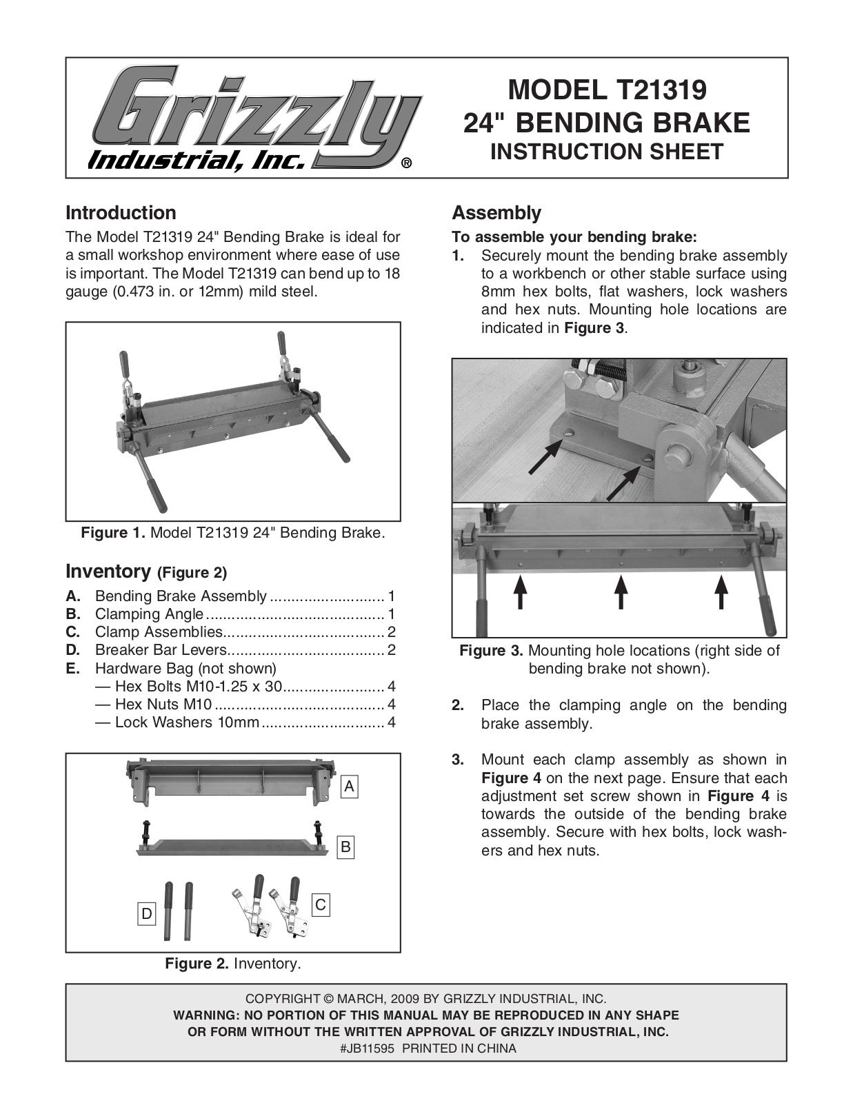 Grizzly T21319 User Manual