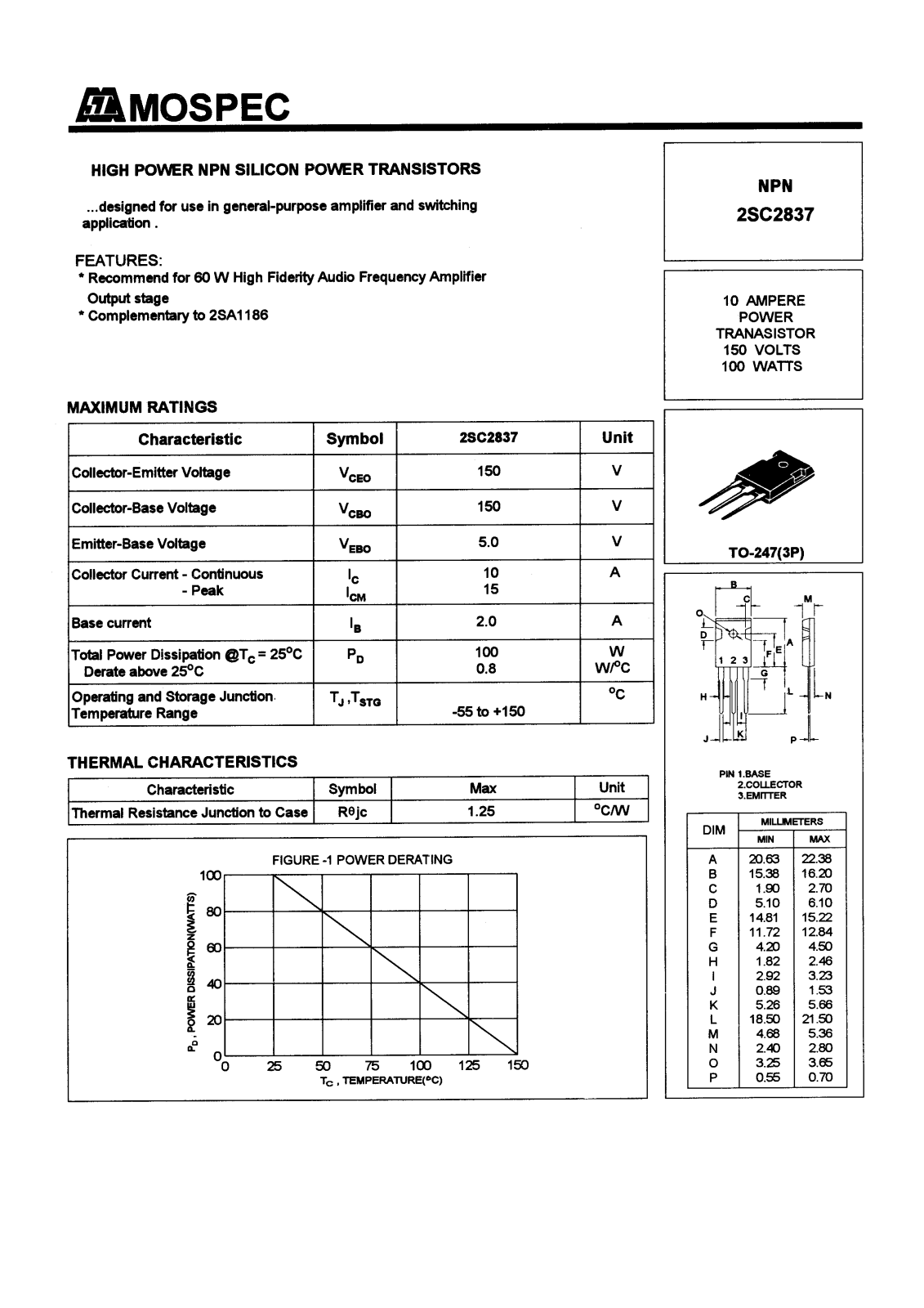 MOSPEC 2SC2837 Datasheet