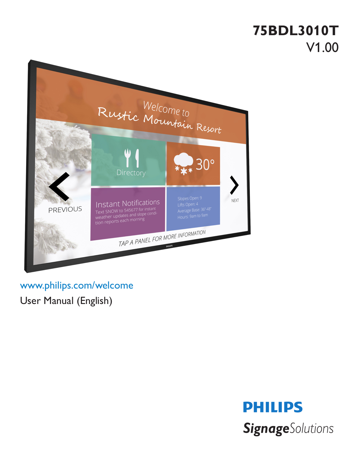 Philips 75BDL3010T User Guide