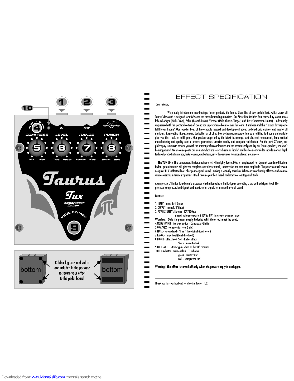 Taurus TUX Operating Manual