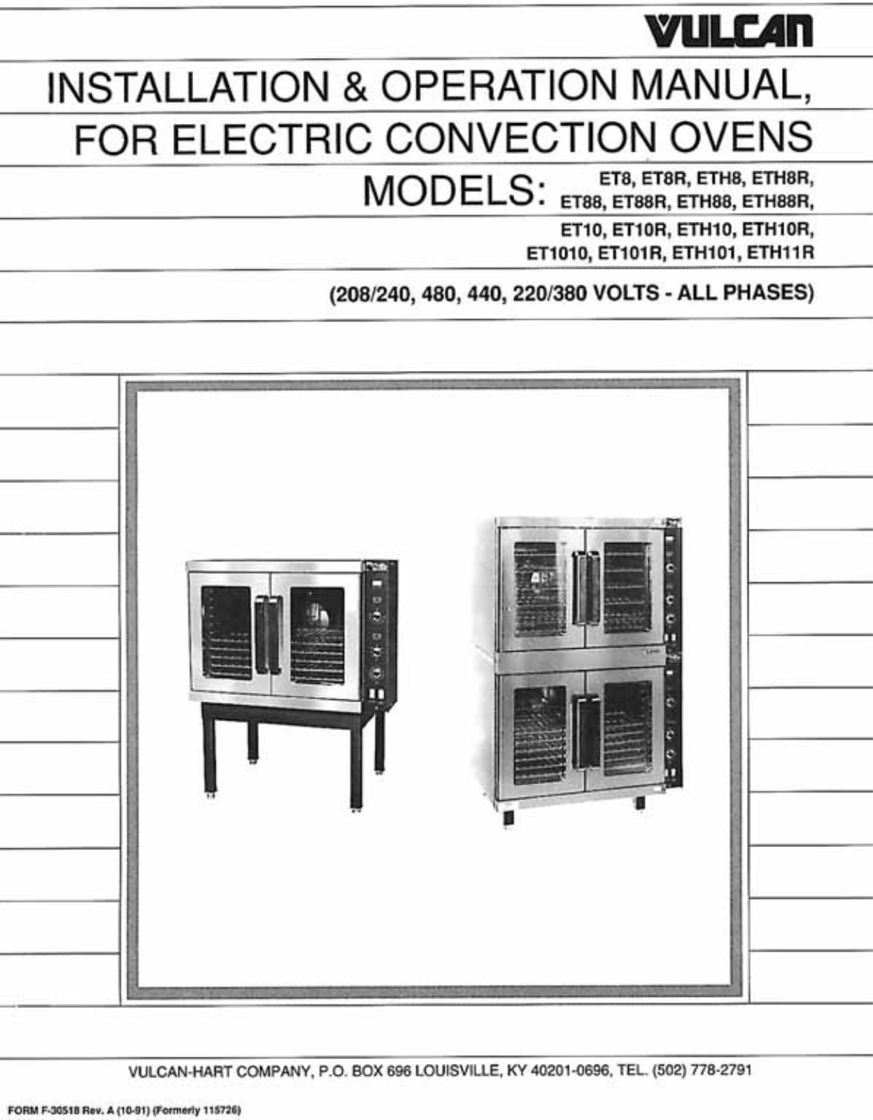 Vulcan ET10 Installation Manual