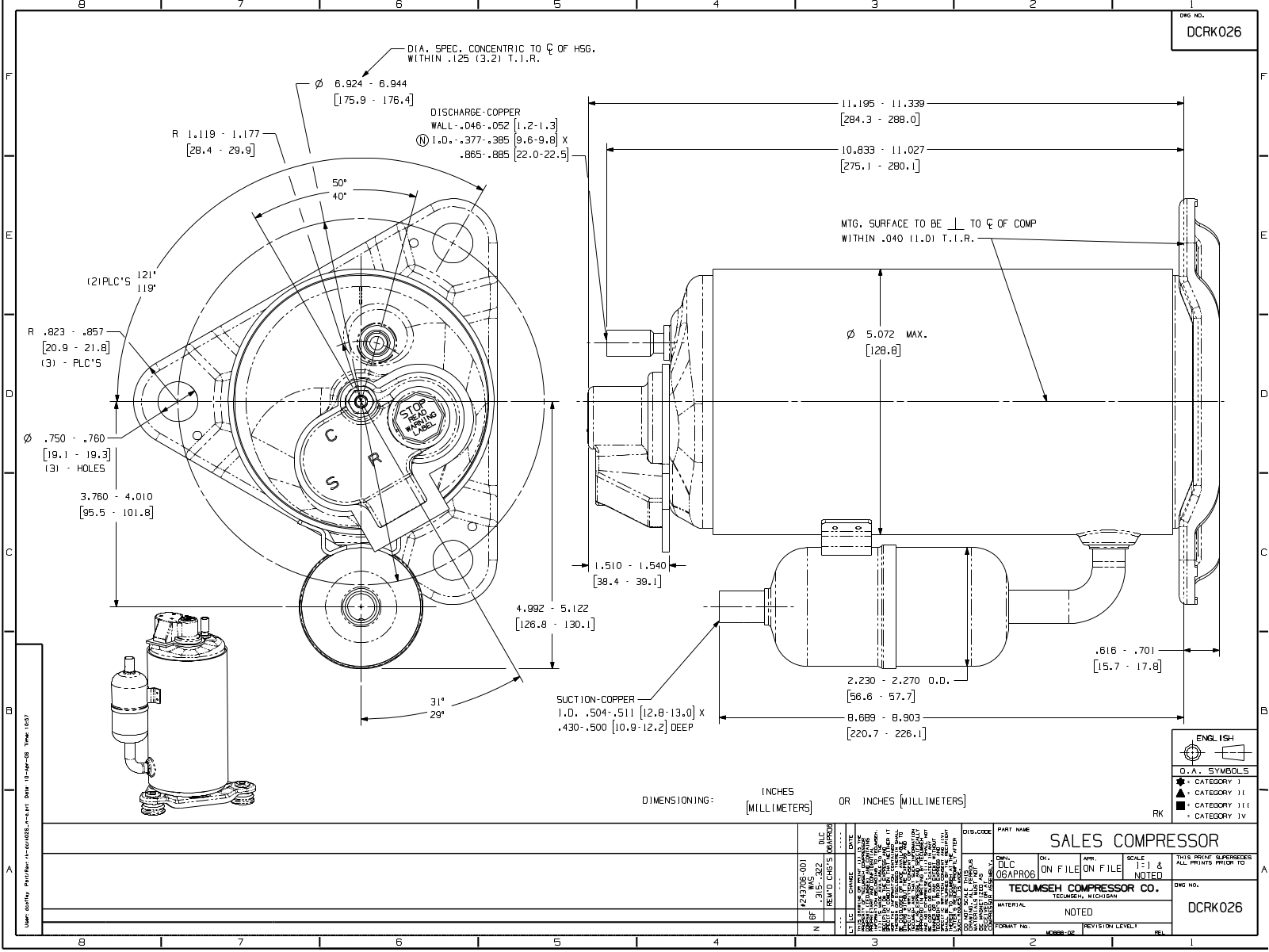 Tecumseh RKC5515EXA Drawing Data