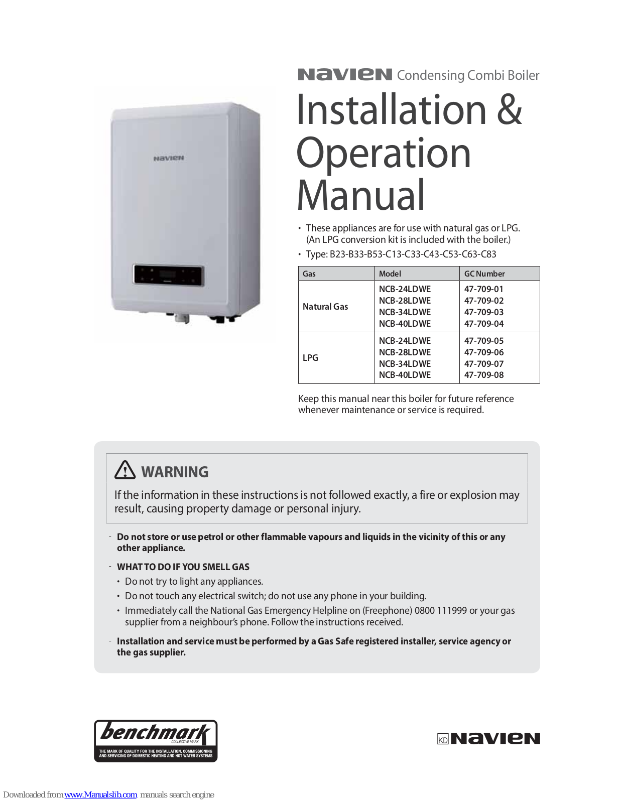 Navien NCB-24LDWE, NCB-34LDWE, NCB-40LDWE, NCB-28LDWE Operation Manual