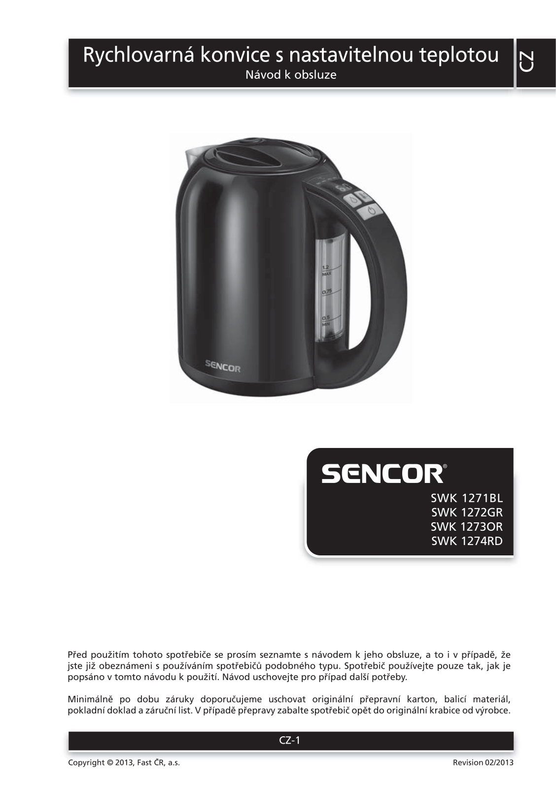 Sencor SWK 1271BL, SWK 1273OR User Manual - ManualMachine.com