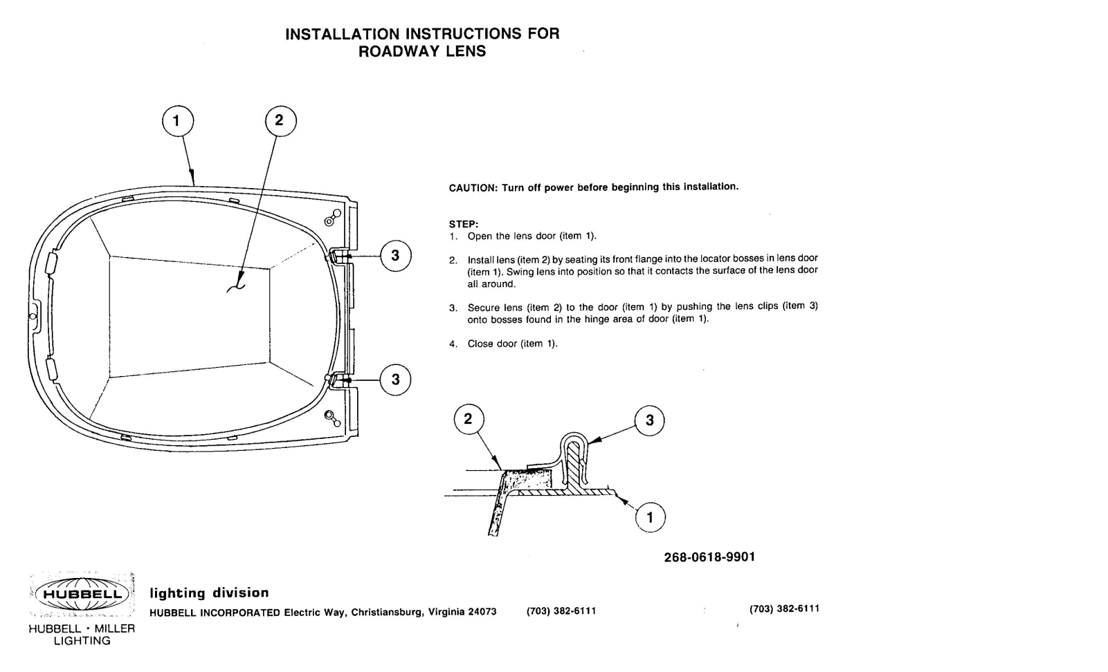 Hubbell Lighting ROADWAY LENS User Manual