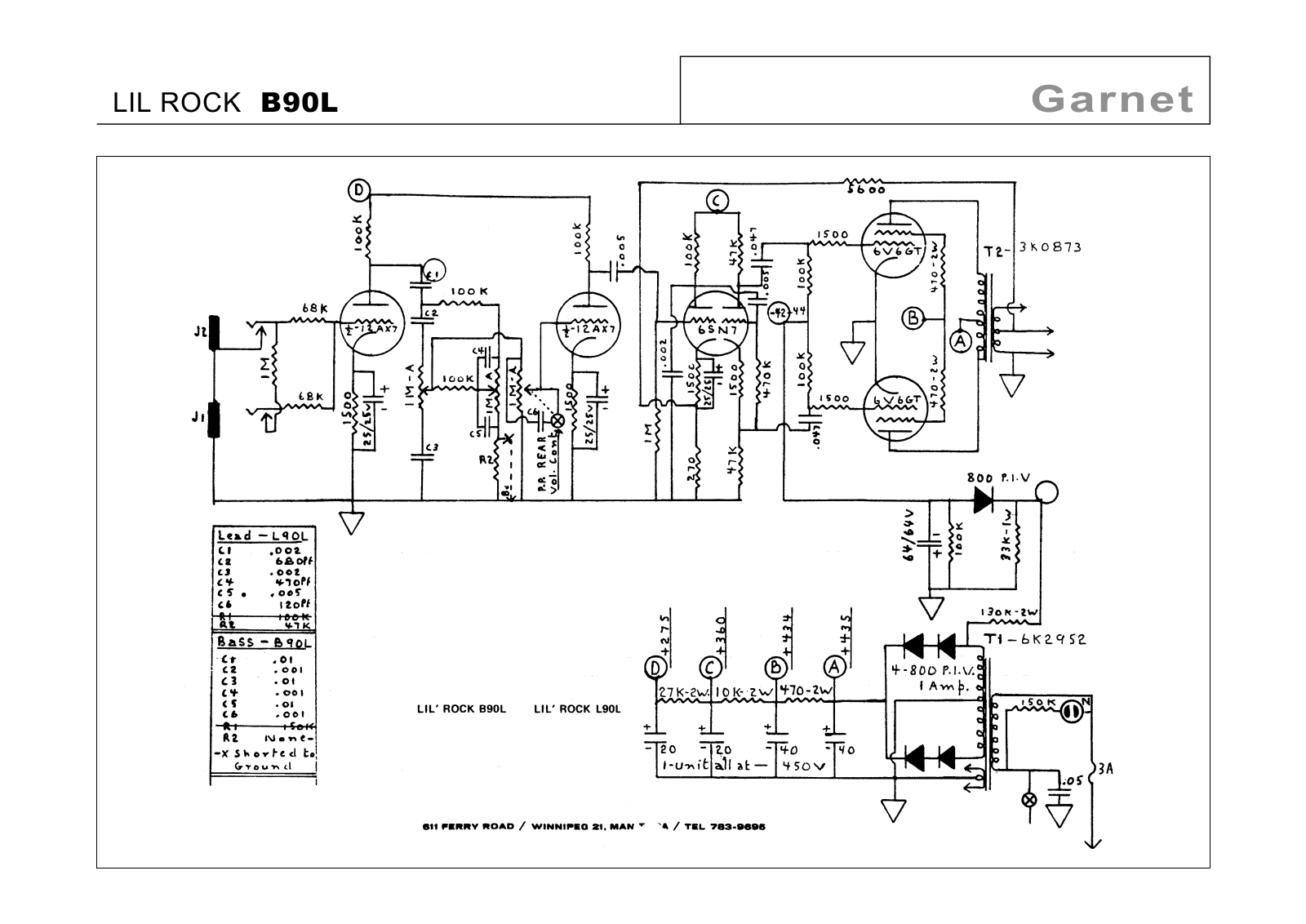 Garnet b90l schematic