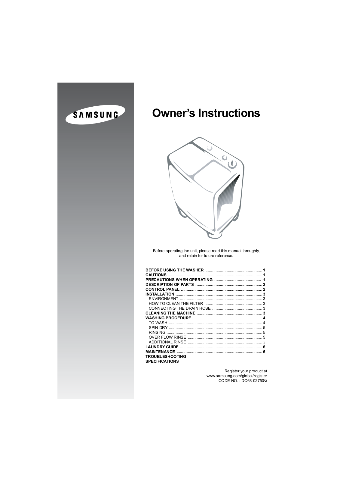 Samsung WT80J8BDC User Manual