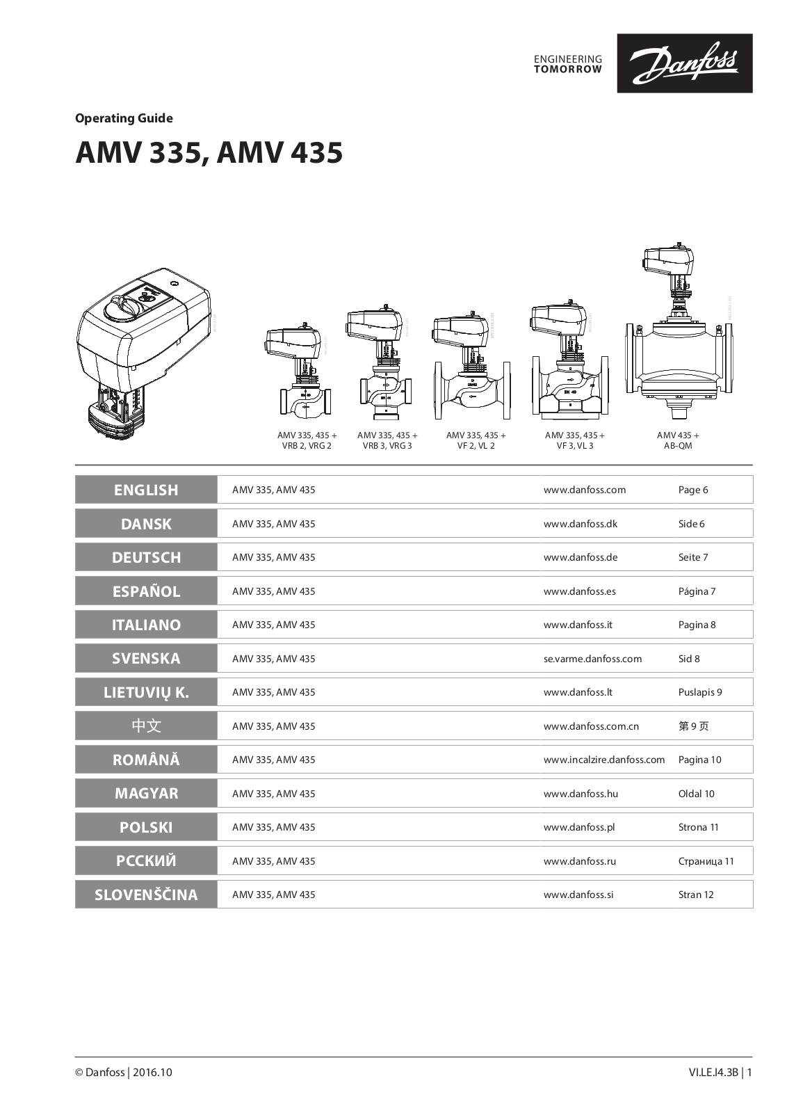 Danfoss AMV 335, AMV 435 Operating guide