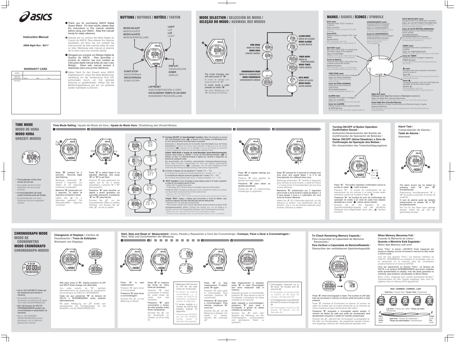 Asics AR08 User Manual