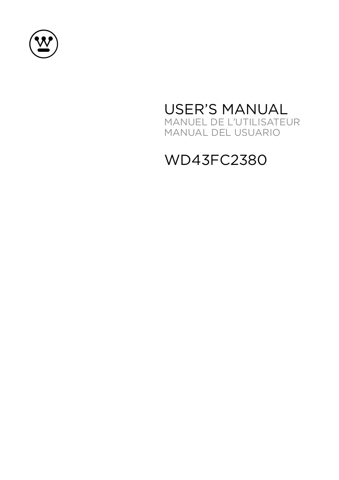 White-Westinghouse WD43FC2380 User Manual