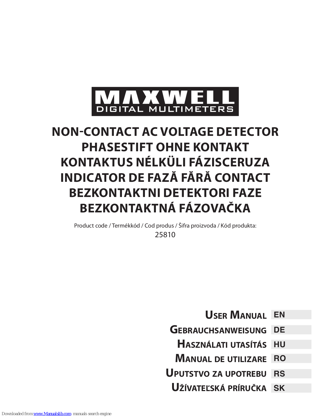 Maxwell Digital Multimeters 25810 User Manual - ManualMachine.com
