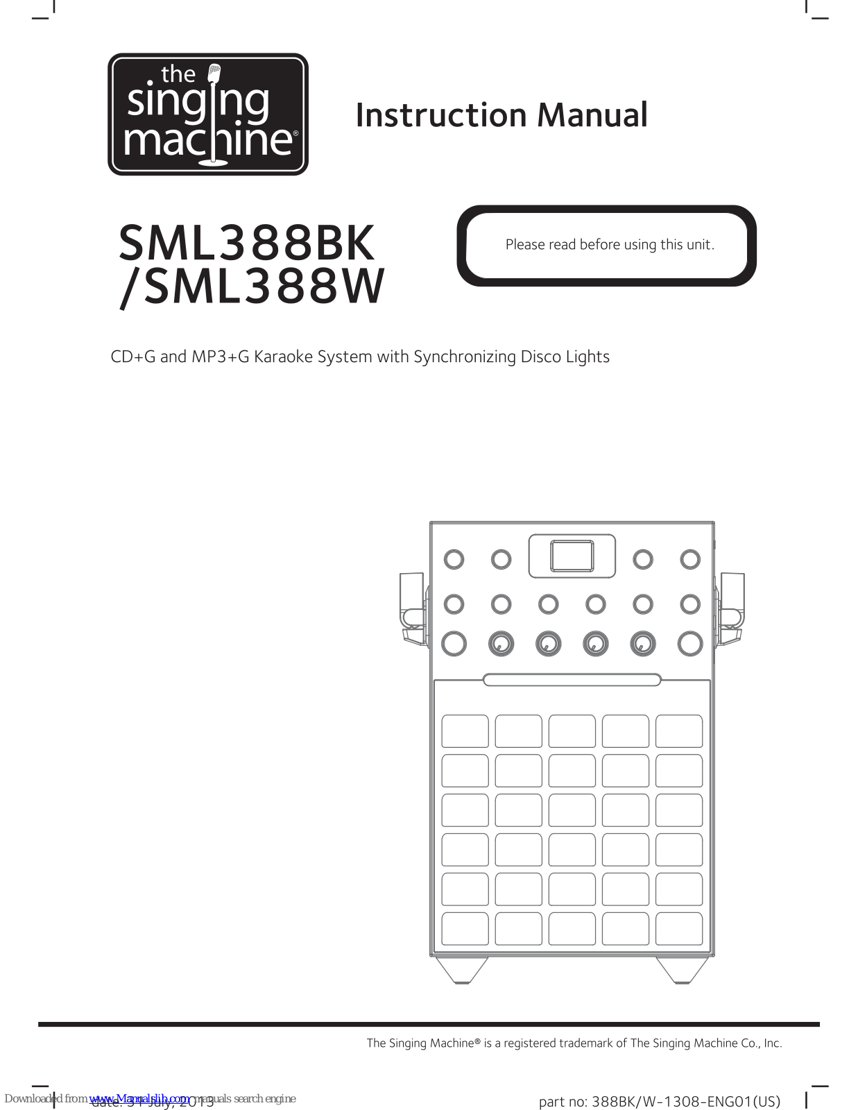 The Singing Machine SML388W, SML388BK Instruction Manual